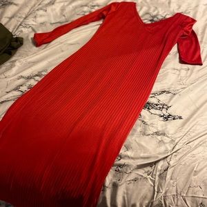 Red midi fitted dress
